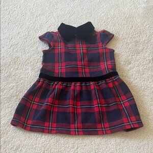 Janie and Jack Red Plaid Dress with Black Accents